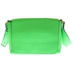 BURBERRY embossed logo shoulder bag green leather